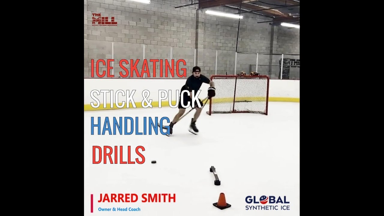 Ice Skating, Stick & Puck Handling Drills On Synthetic Ice