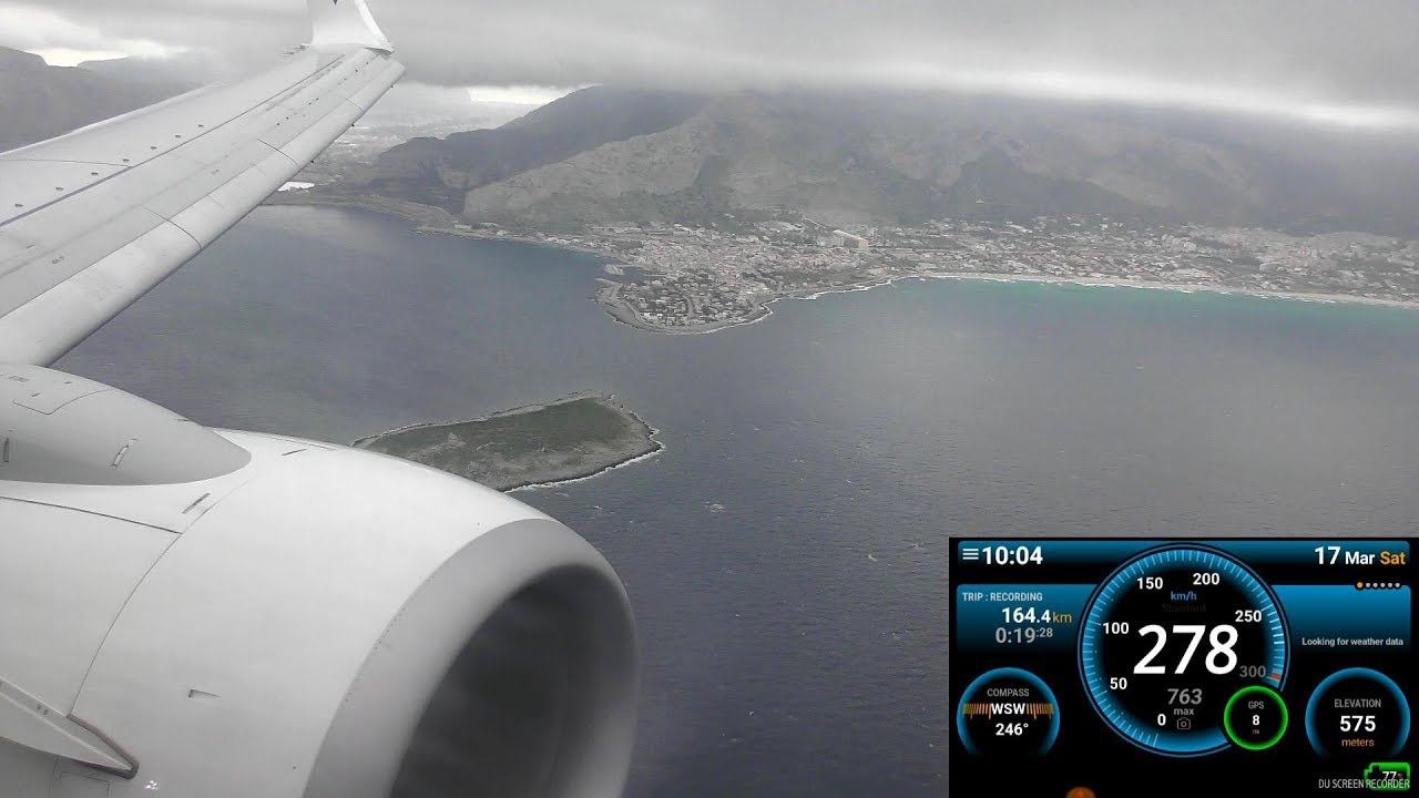 Landing in Palermo, Sicily, Italy. Speed and Altitude Recording. Ryanair Boeing 737-800 (B738)