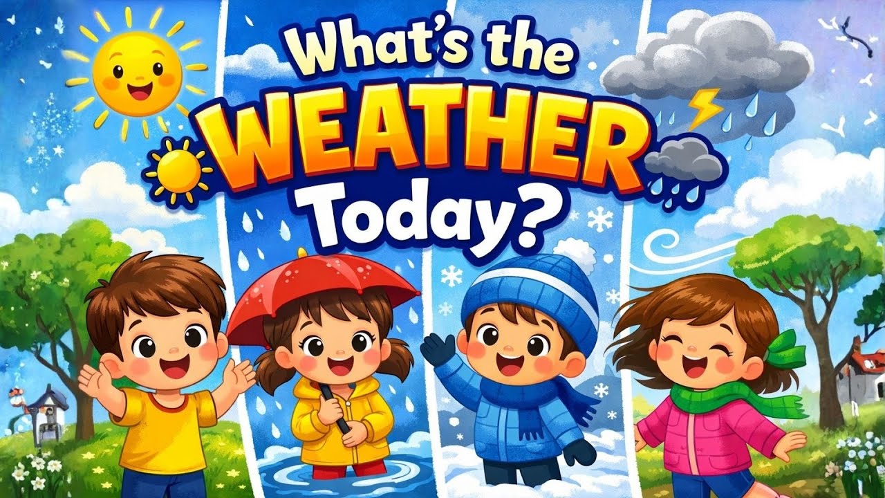 What’s the Weather Today? ☀️🌧️ Fun Weather Song for Kids | Sunny, Rainy, Snowy Song