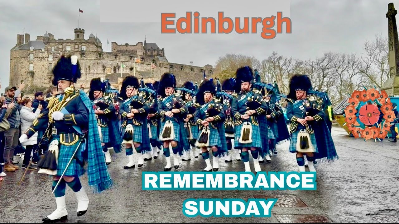 Edinburgh Remembrance Day March 2025 l RAF pipes & drums 