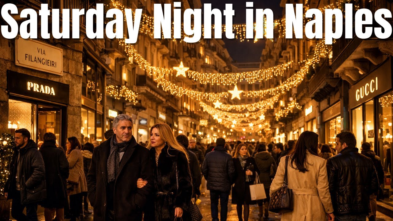 Naples Christmas Evening Walk 🇮🇹 | Via Chiaia to Via Filangieri | Luxury Shopping & Street Life [4K]