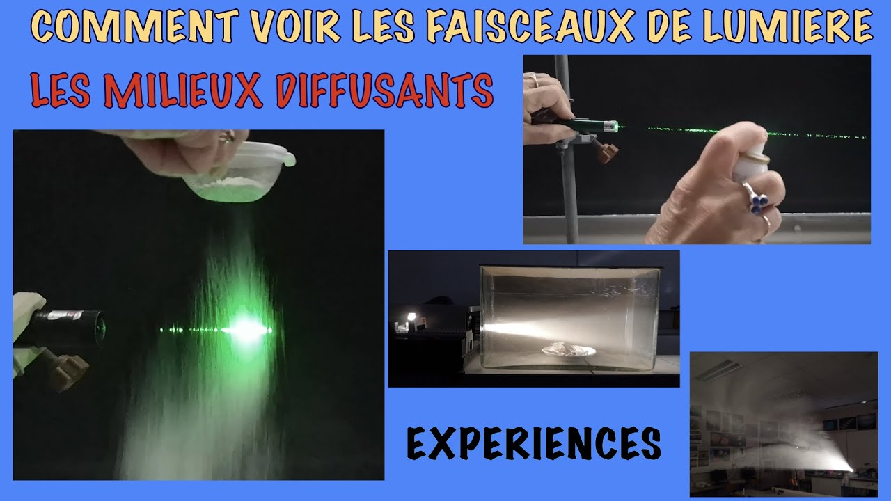 Comment voir un faisceau de lumi&egrave;re. Milieu diffusant (craie, fum&eacute;e, farine, eau...). Exp&eacute;riences.