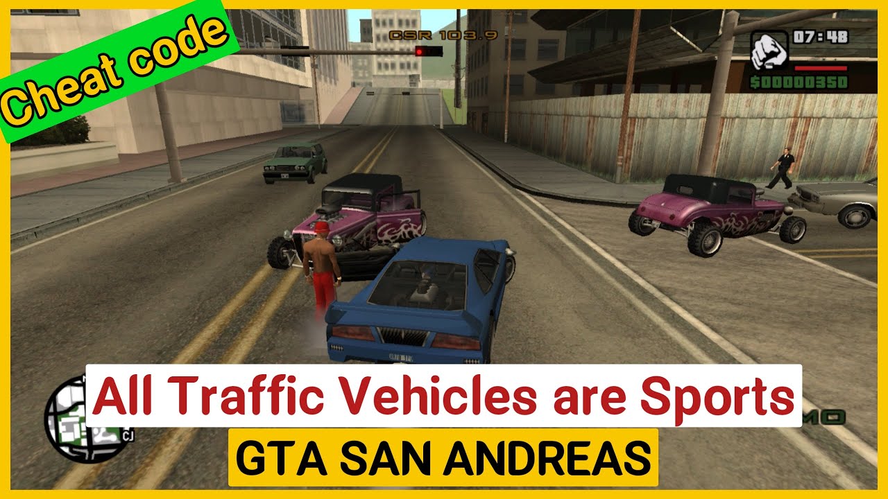 All Traffic Vehicles are Sports Cars GTA San Andreas Cheat For PC, PS, Xbox