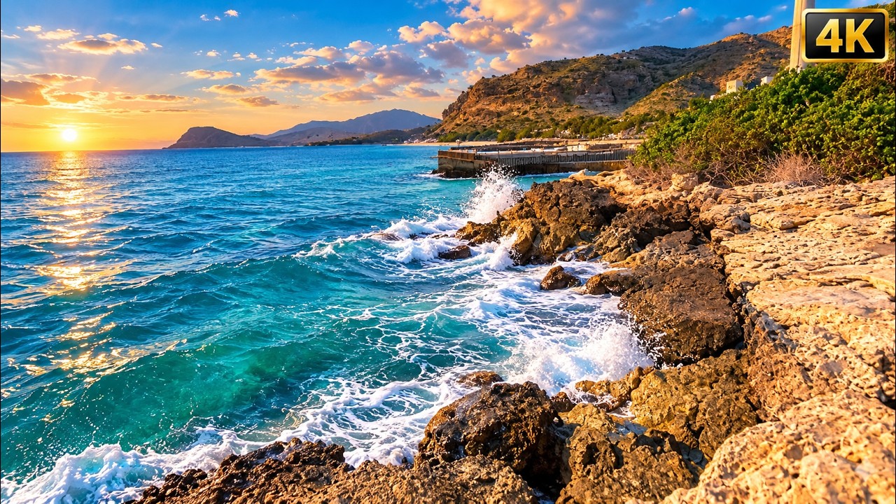 The sound of sea waves with a wonderful view #4k 