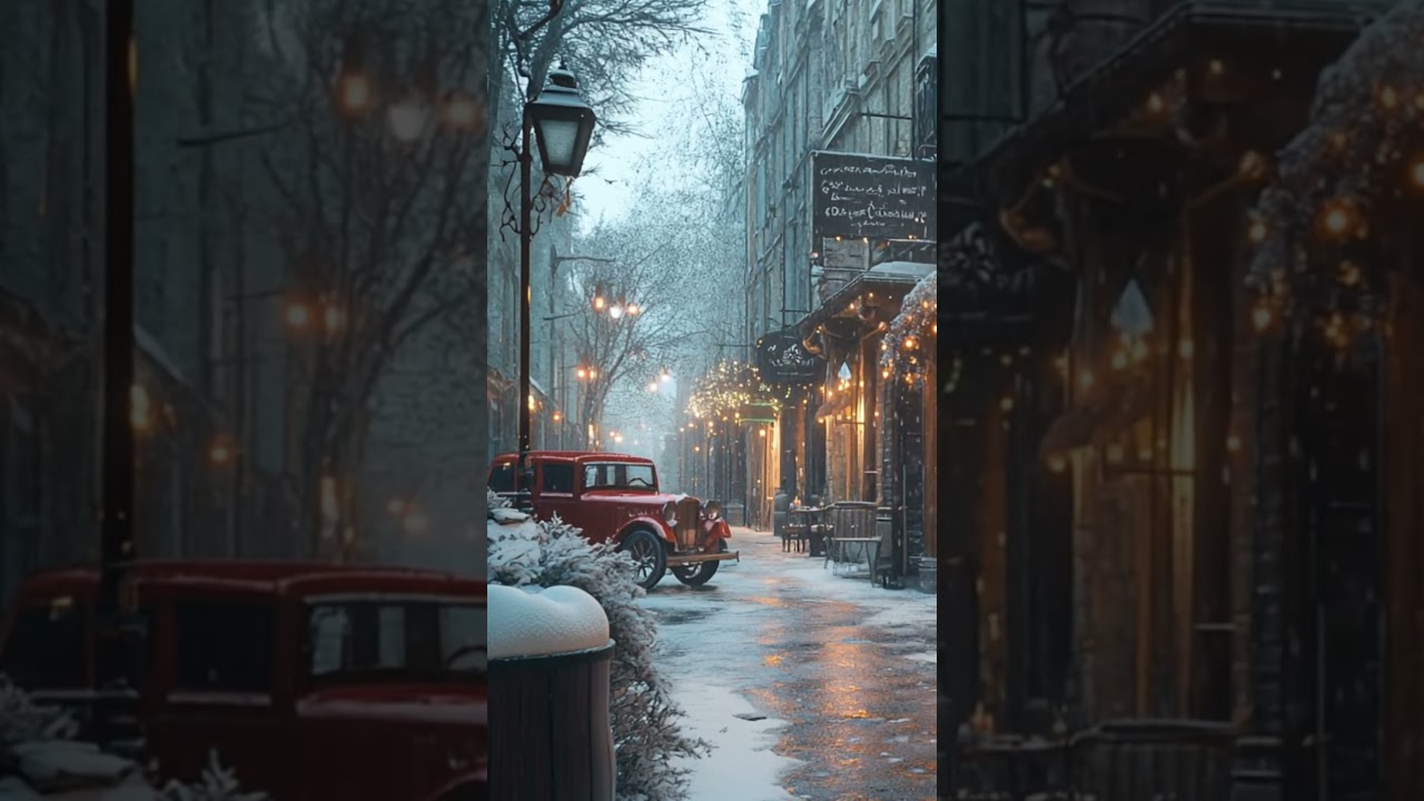 Cozy Snowy Christmas Street ❄️ Winter Wind, Footsteps & Festive City Ambience
