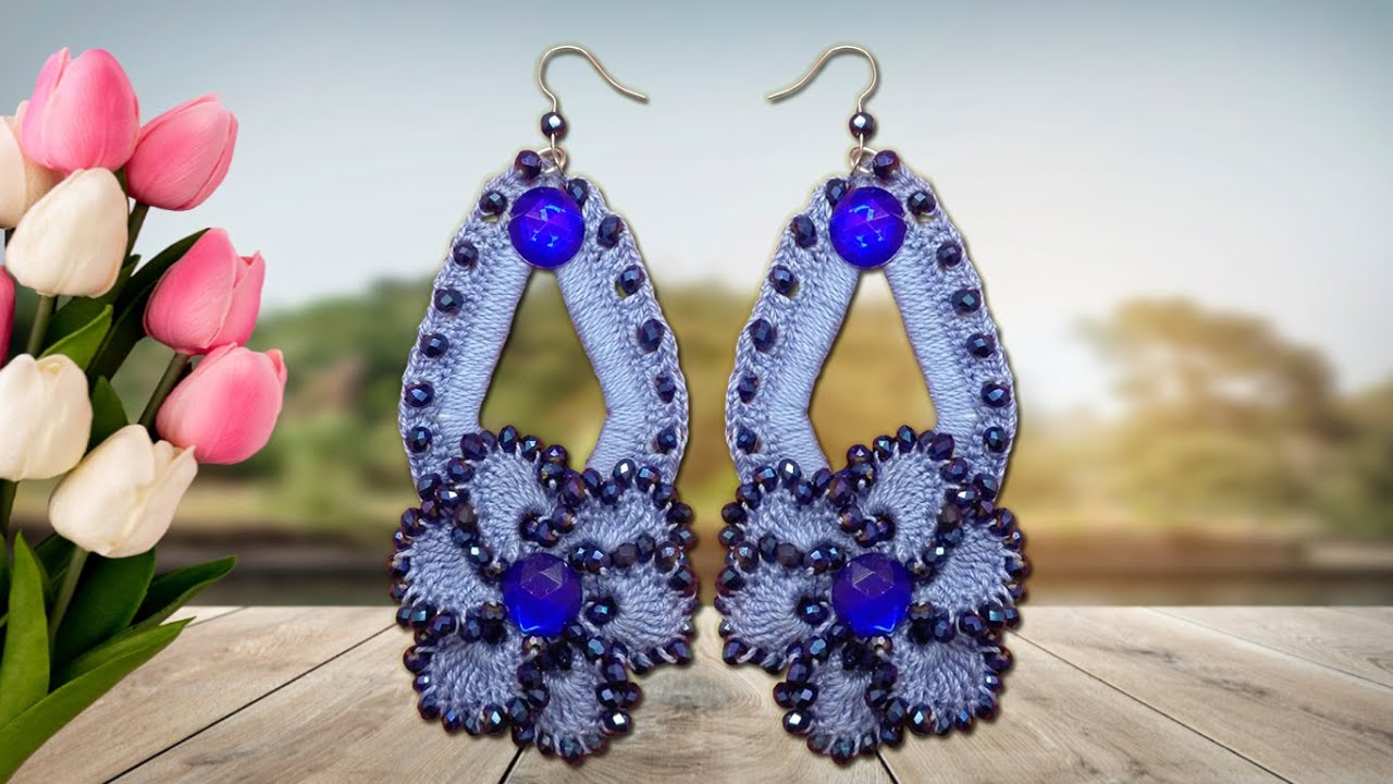 🌸 Woow! C&oacute;mo tejer ARETES ELEGANTES PASO A PASO!!#esaney #crochet #tejerfacil #diy