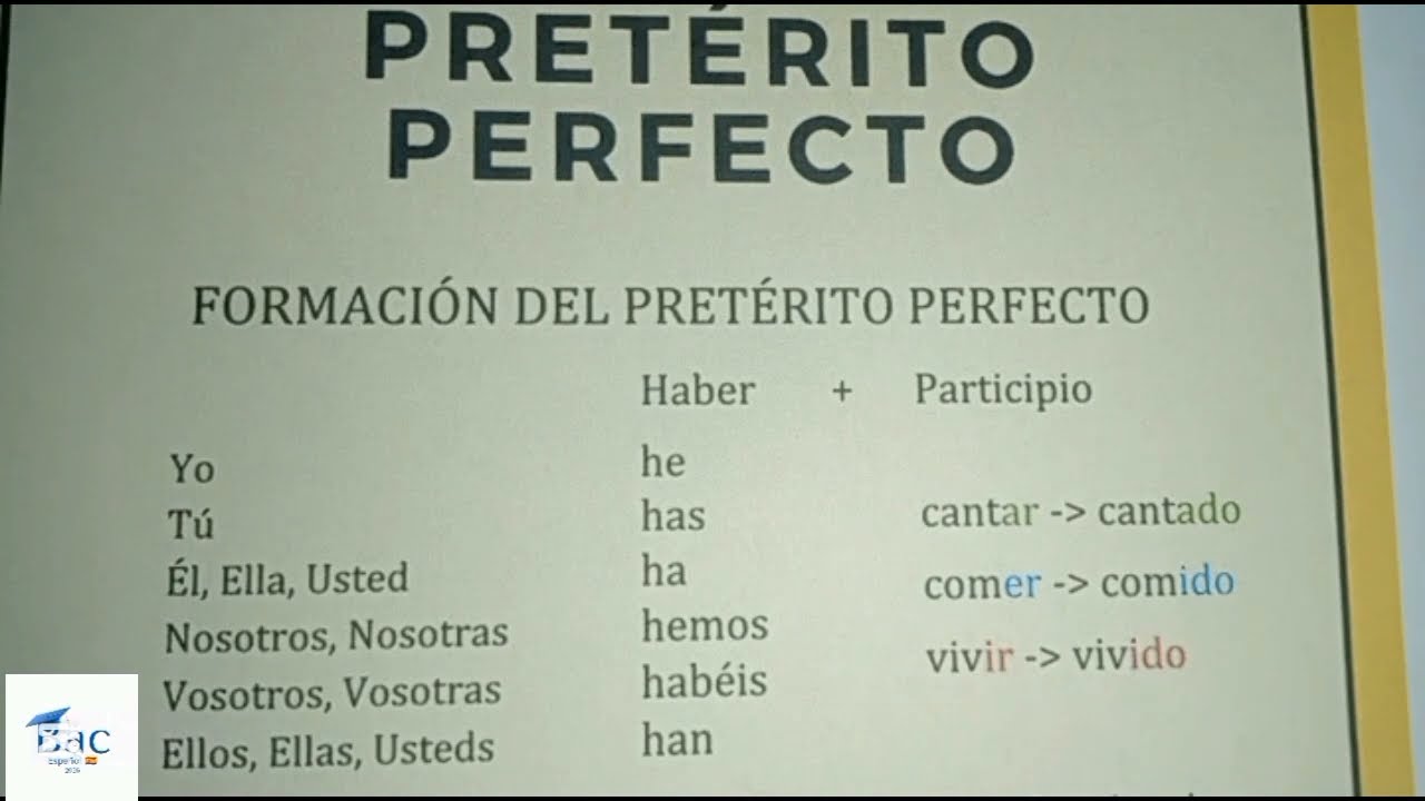 الدرس الأول: pretérito perfecto  الجزء الأول 📖🖋️📚🎓