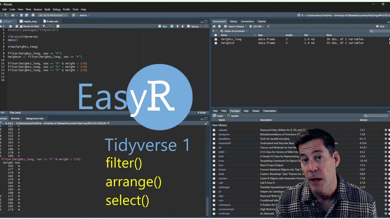 EasyR - Using tidyverse to easily clean your dataset in R (part 1): filter, select and arrange.