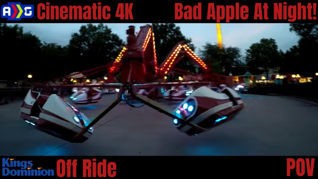 Bad Apple At Night In Cinematic 4K | Off Ride | Kings Dominion |