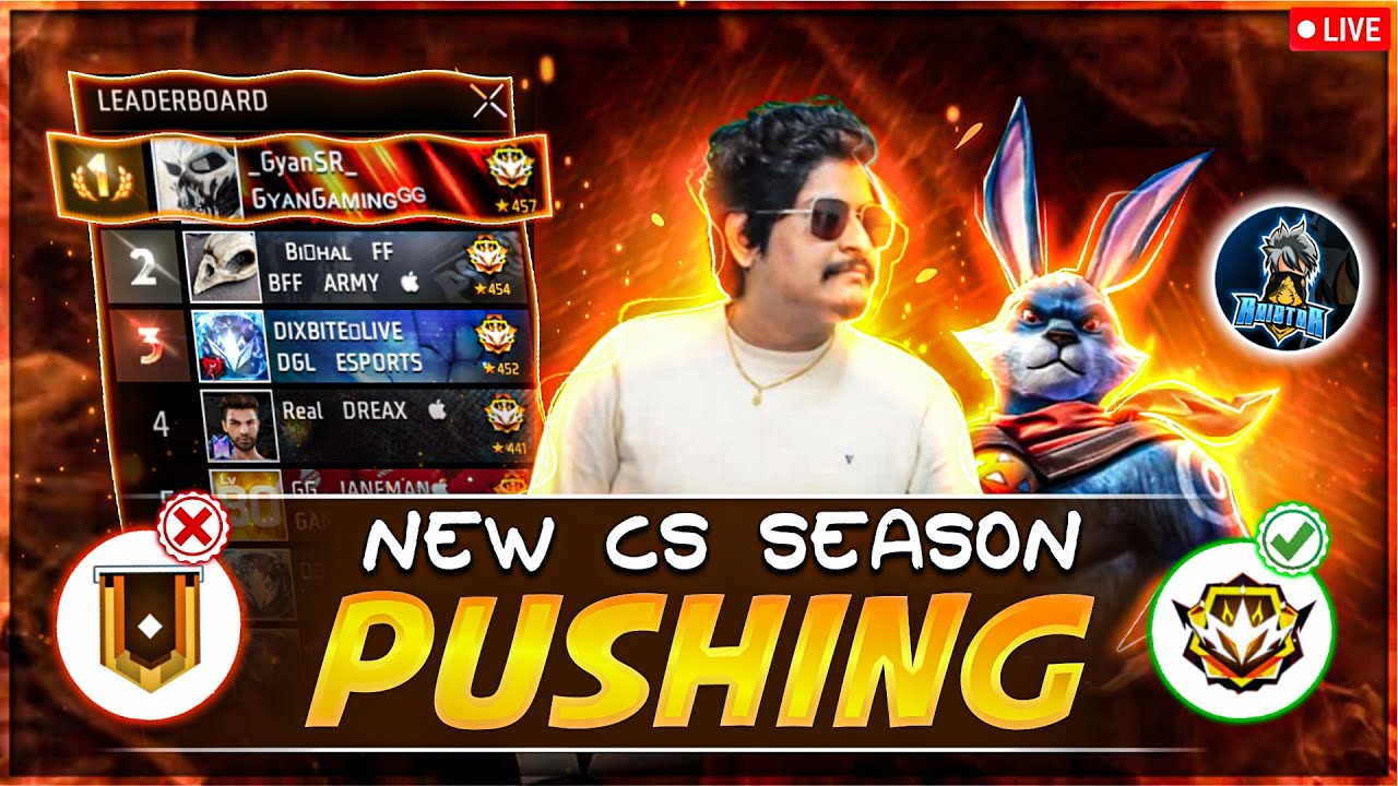 GYAN SR LIVE WITH GYANGAMING & RAISTAR PUSH REGION TOP 1 GRANDMASTER DAY 3