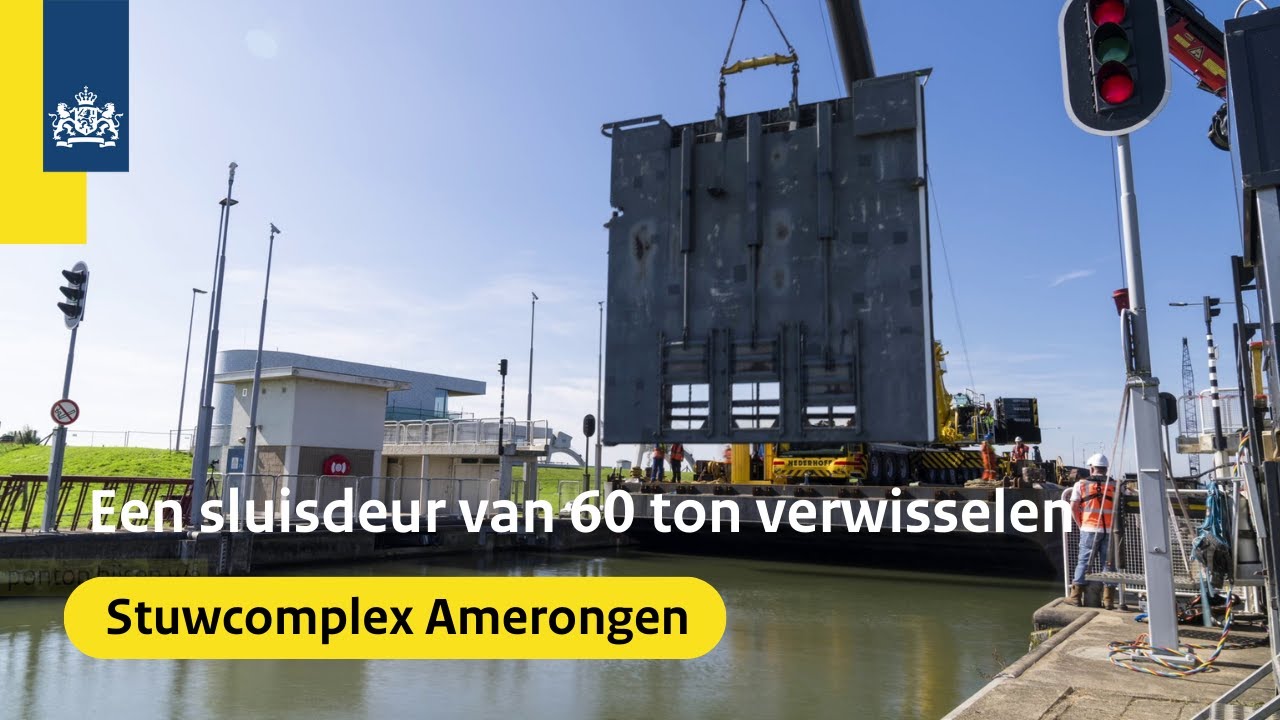 Stuwcomplex Amerongen: Zo vervangen we de sluisdeuren | Timelapse