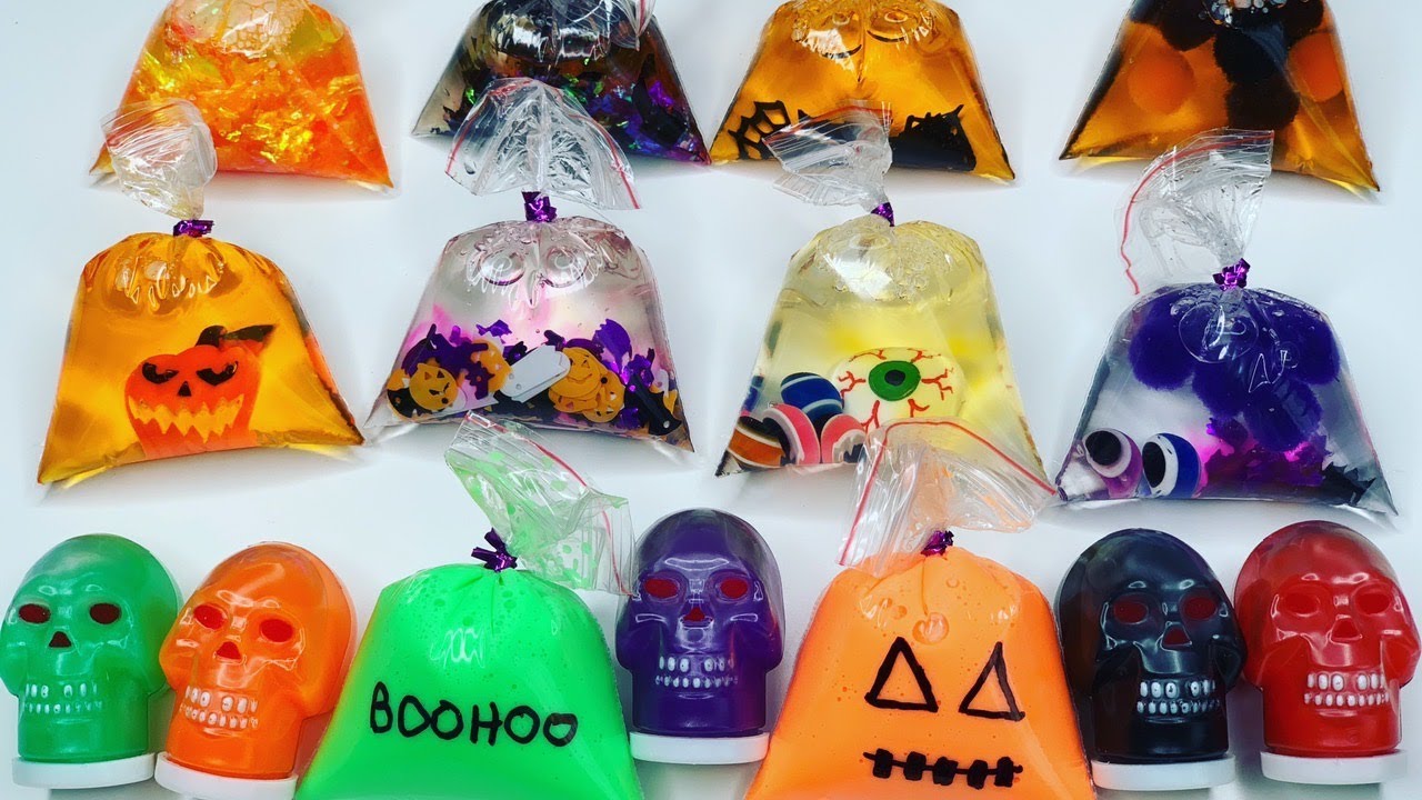 Making Halloween Slime with Bags | No Talking ASMR Slime @AllThingsNim @evantube @JacyandKacy NicoSlime