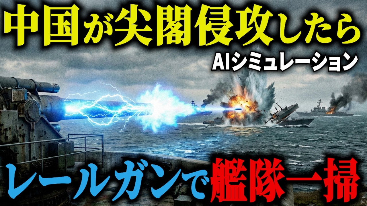 【衝撃】中国艦隊が尖閣を包囲→自衛隊が極秘配備の「レールガン」を起動した結果、空母が一瞬で溶解し…【AIシミュレーション】