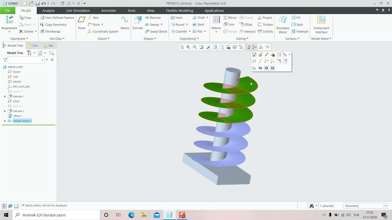 CREO PARAMETRİC HELICAL SWEEP
