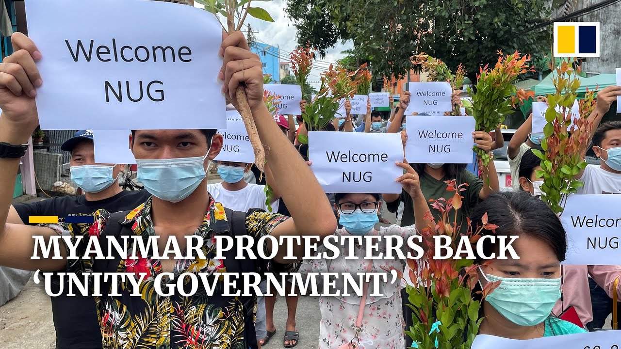 Anti-coup protesters turn out in support of Myanmar’s new National Unity Government