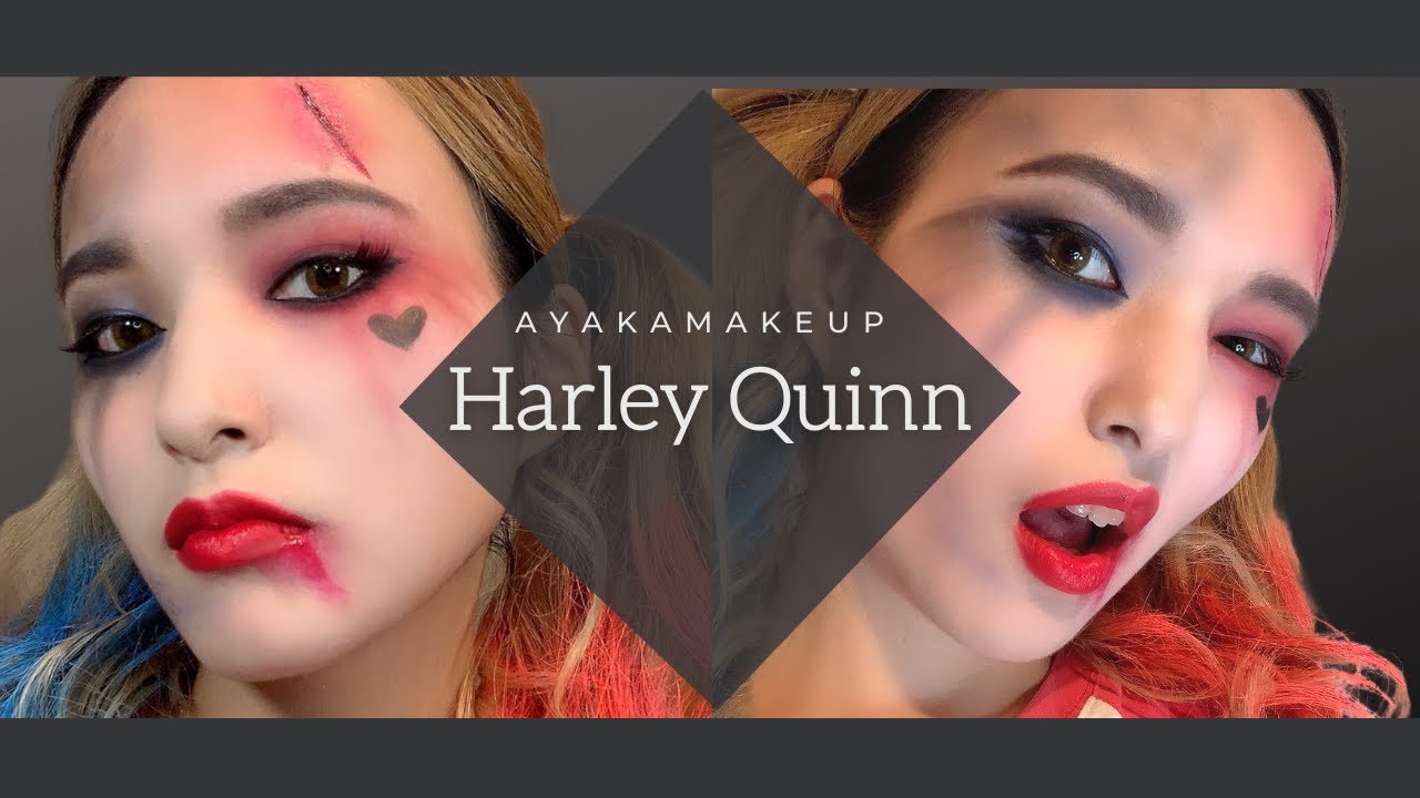 ハロウィンメイク ☆ハーレイクイン☆    Harley Quinn Makeup ＆ 簡単傷メイク