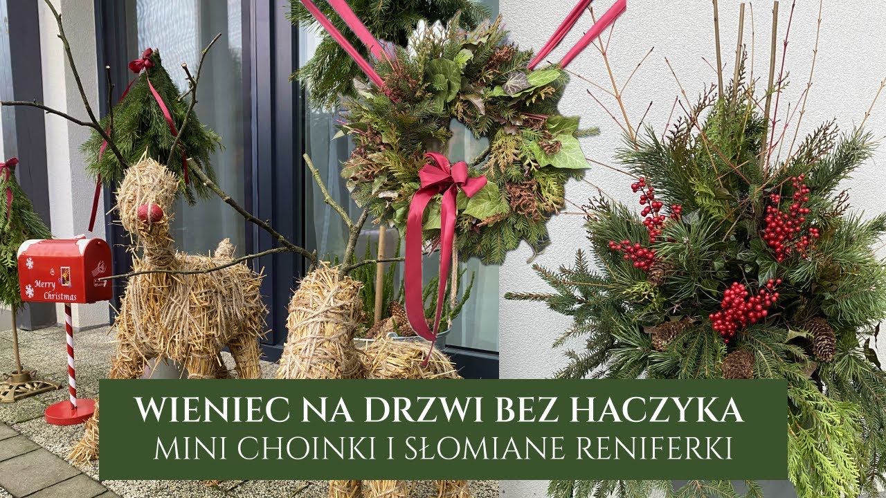 Jak przymocować wieniec świąteczny na drzwi bez haczyka | mini choineczki🎄 słomiane reniferki🦌