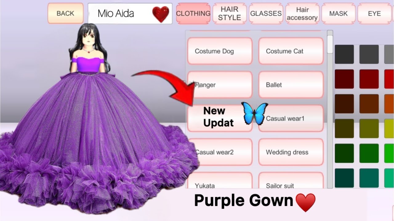 ✨Mio Aida new Princess Drean Gown | Sakura School Simulator 🌸| Easy Tutorial Video | Part Gown 🎀