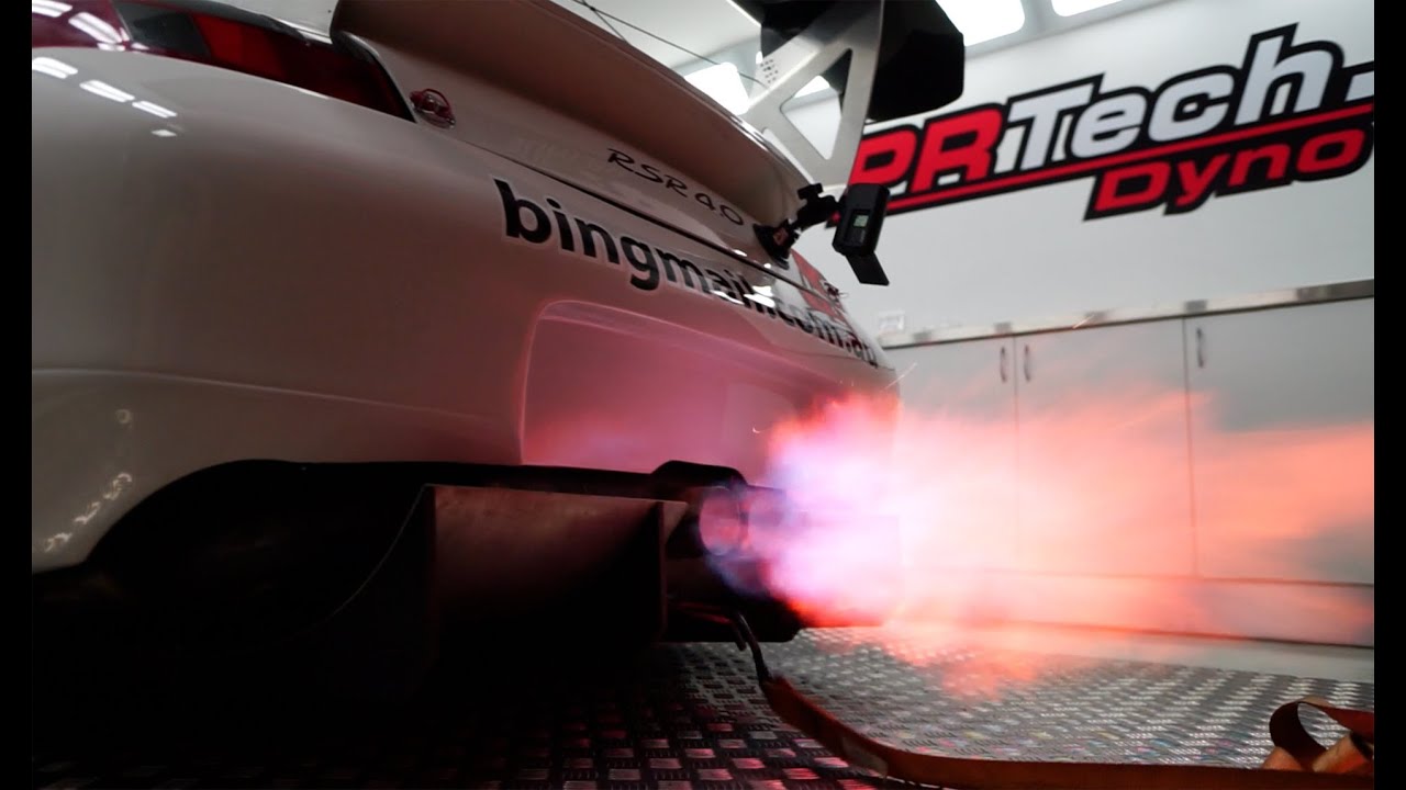 996 RSR on Dyno Blowing Big Flames