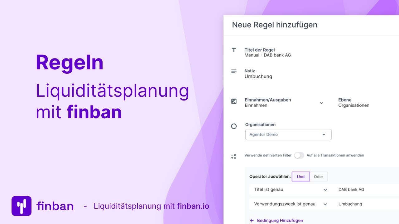 Regeln - Liquiditätsplanung mit finban