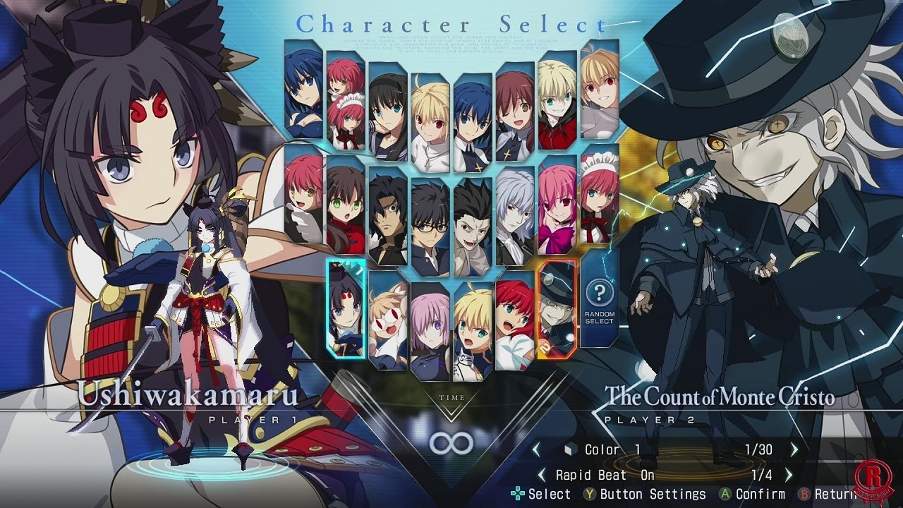 Melty Blood: Type Lumina - All Characters & Colors + Stages & DLC (Ushiwakamaru & Monte Cristo)