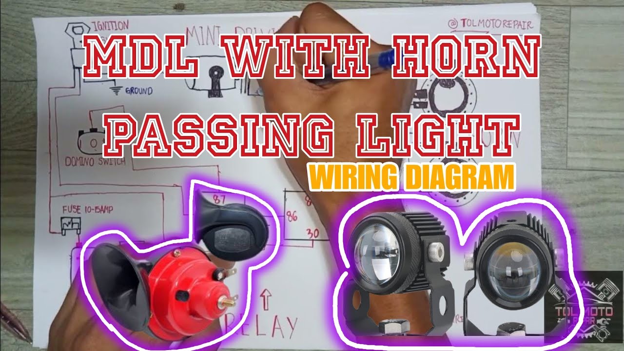 Paano mag wiring ng mini driving light with horn passing light