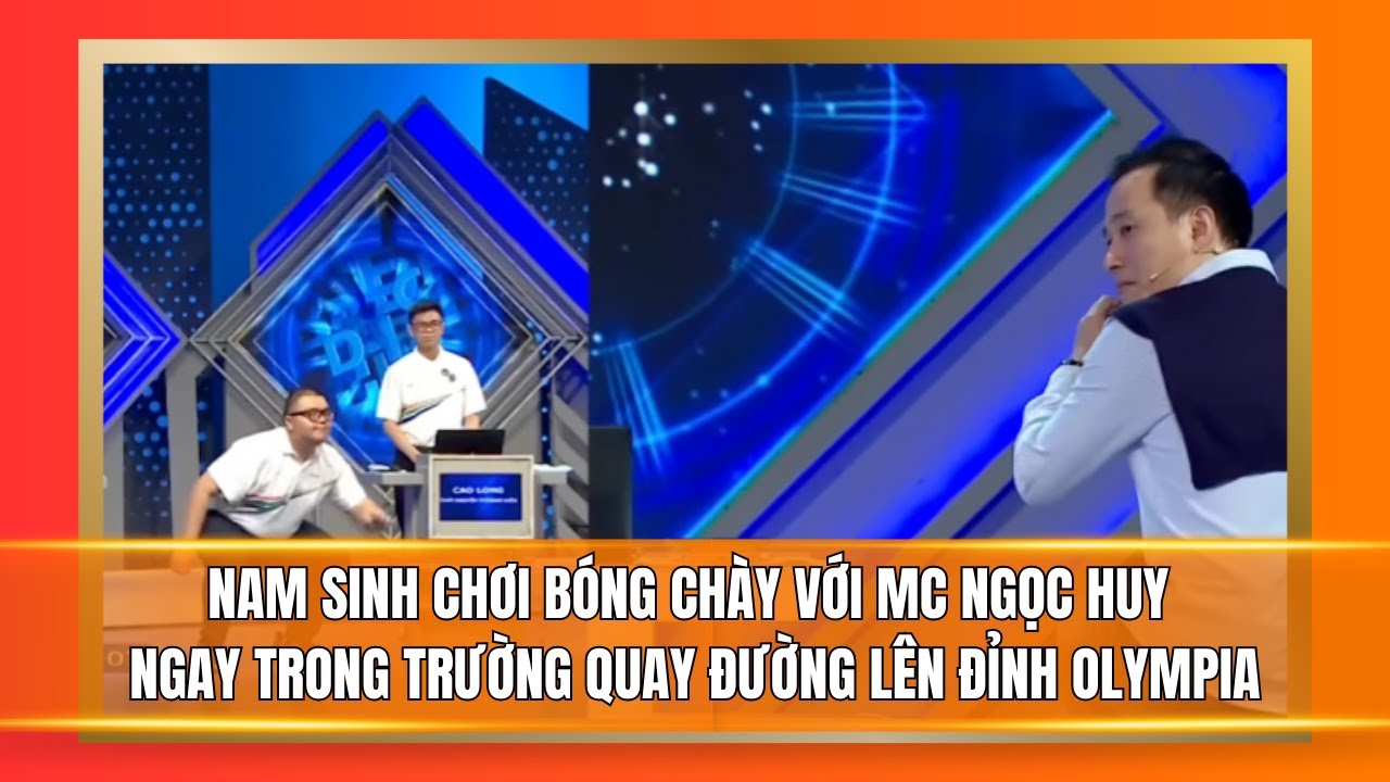 Nam sinh chơi bóng chày với MC Ngọc Huy ngay trong trường quay Đường lên đỉnh Olympia