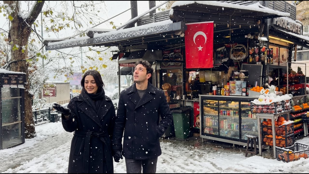 Редкий снег в Стамбуле! Как выглядит город в зимнюю погоду [4K HDR]