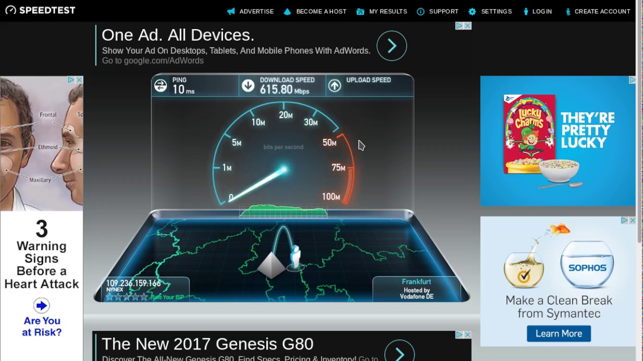 fiberONE Speedtest on Speedtest.net