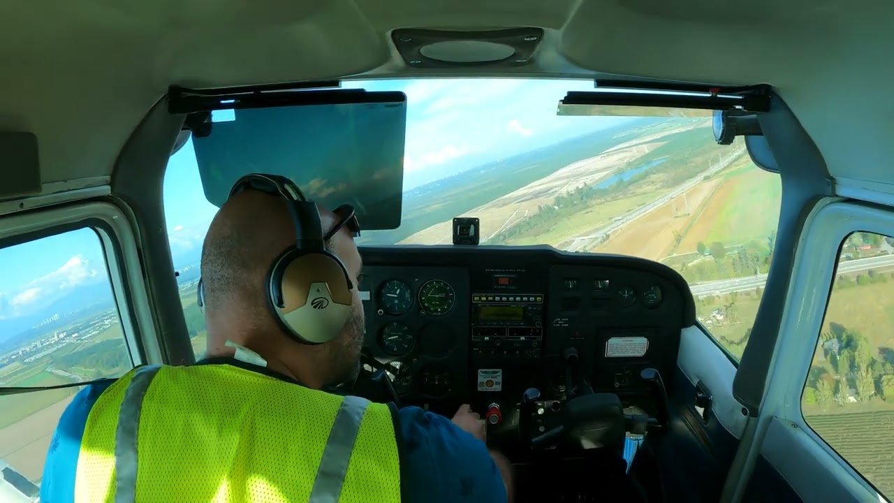 Student pilot flying circuits and practicing short field takeoff and landing at CZBB airport
