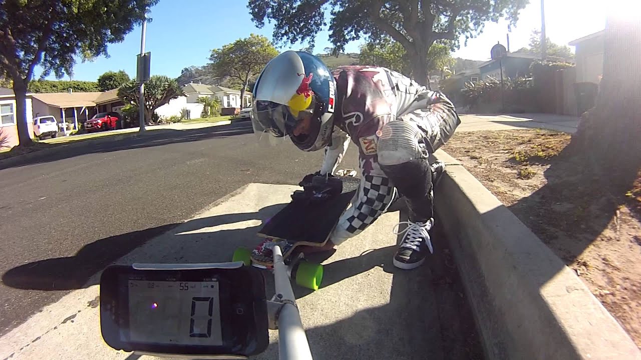 Testing for worlds fastest electric skateboard 55mph 88.5kph Aug. 2014