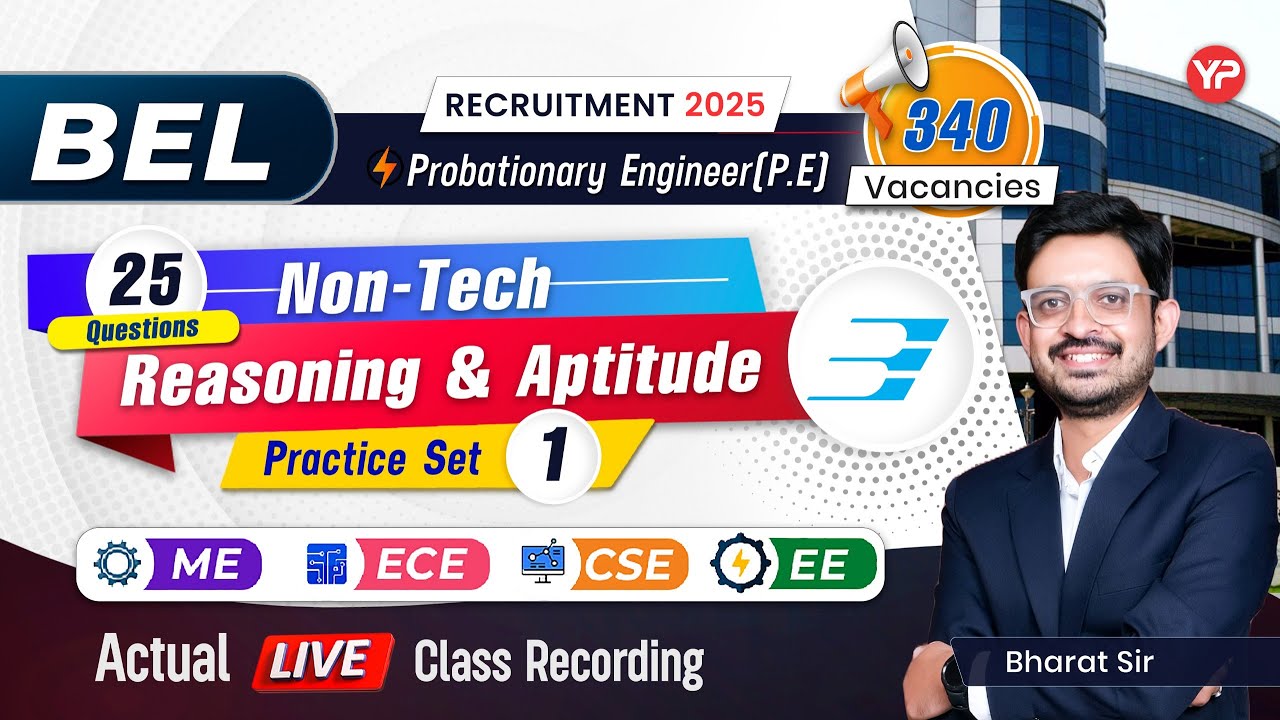 25 Q's Non Technical Reasoning & Aptitude Practice Set-1 for BEL(P.E.) All Branches Written Exam
