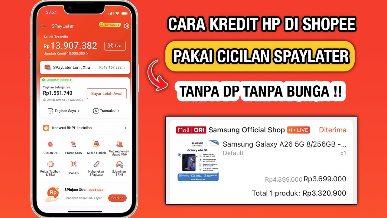 cara kredit hp di shopee terbaru 2026 | tanpa DP tanpa bunga!!