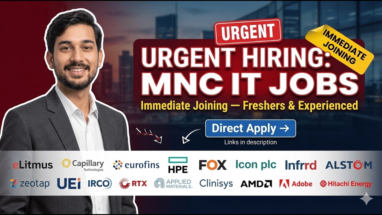 Immediate Joining MNC IT Jobs in India — Freshers & Experienced