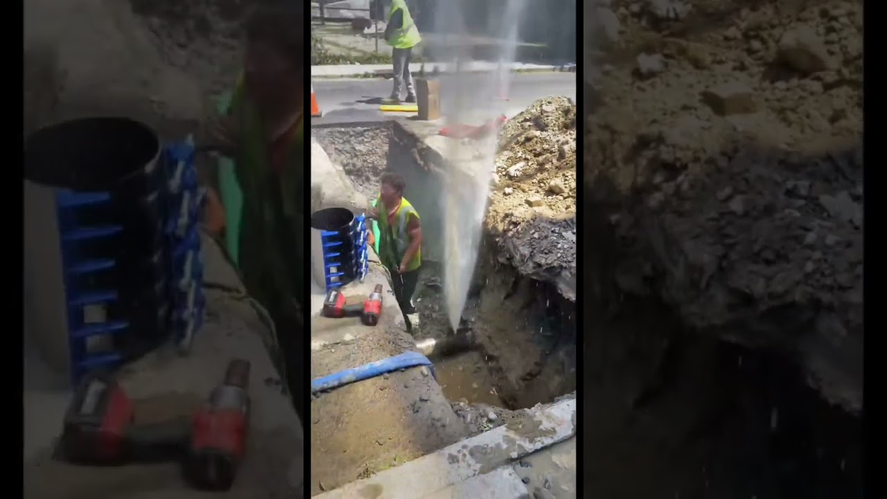 Hit the water main🤦🏽&zwj;♂️ 💦 #water #construction #oops #disaster #plumbing
