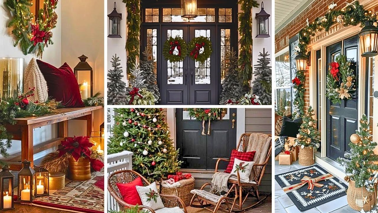 Warm and Inviting Front Porch & Entryway Christmas Decor Ideas to Welcome Holiday Cheer