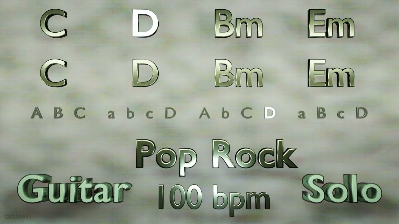 Guitar Solo in C Major - C D Bm Em (C Lydian) - Pop Rock - 100 bpm