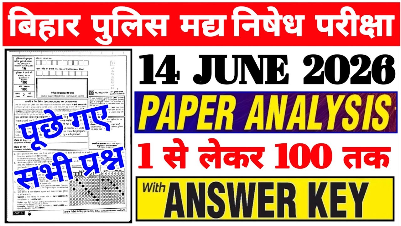 Bihar Police Madh Nished Exam Analysis 2026 | Bihar Police Madh Nished Paper Analysis 2026 | 