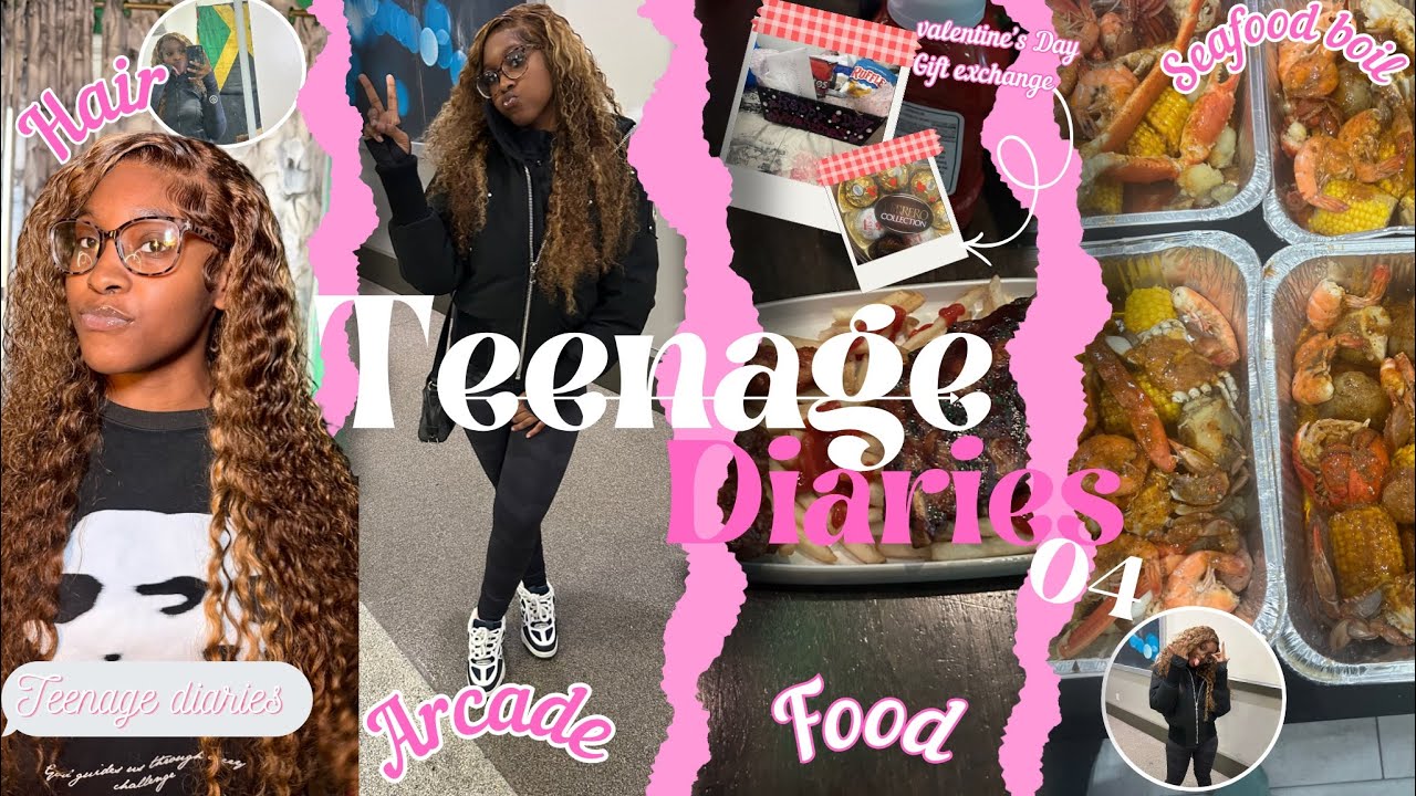 TEENAGE DIARIES 004✨💕| hair💇🏾‍♀️| Lashes| Valentine’s Day🥰| Dave & busters🎮| ￼seafood boil 🦐