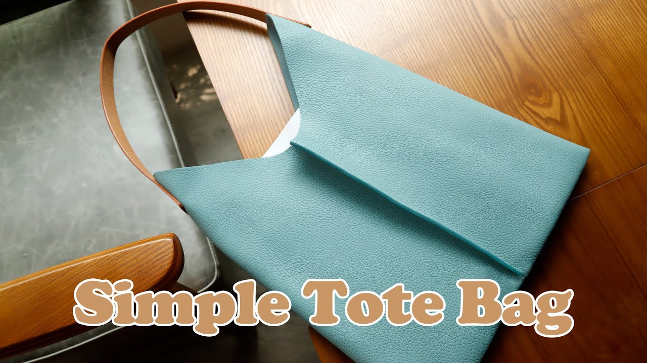 Leather craft | Making a simple tote bag. 三角托特包 Free PDF Pattern