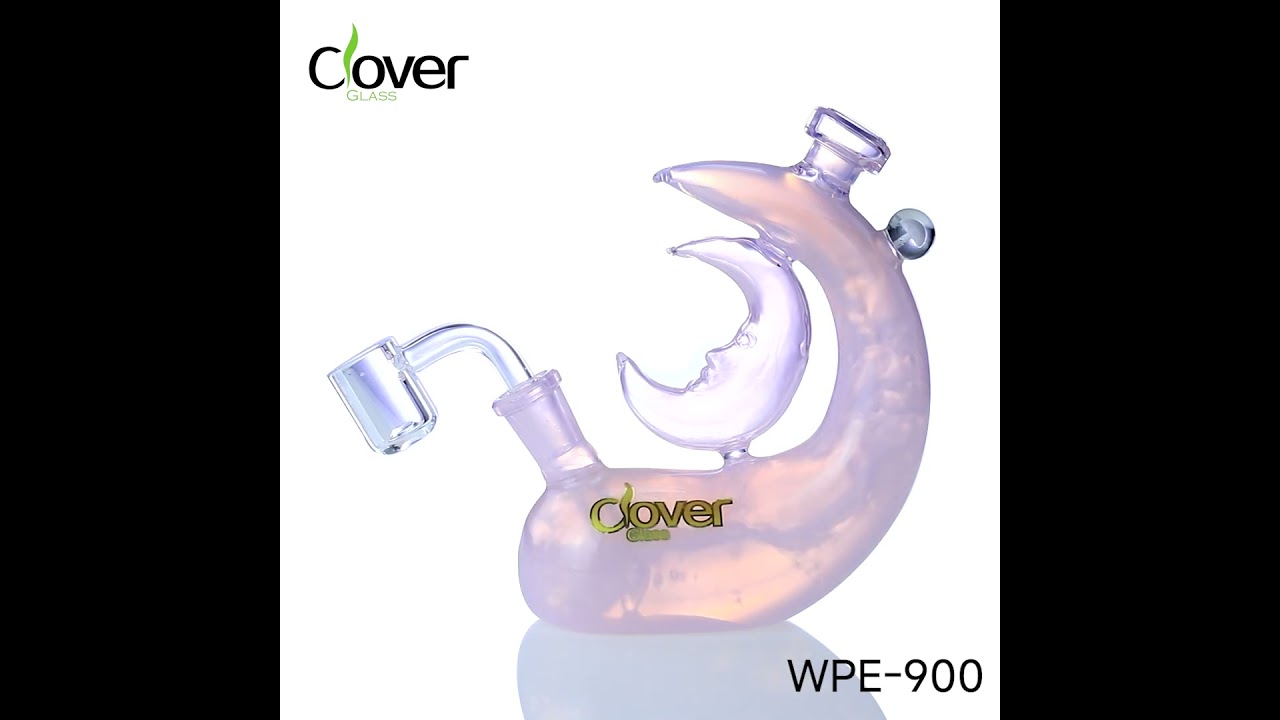 WPE-900: 5.51-Inch Crescent Moon Mini Glass Rig with 14mm Female Joint by Clover Glass