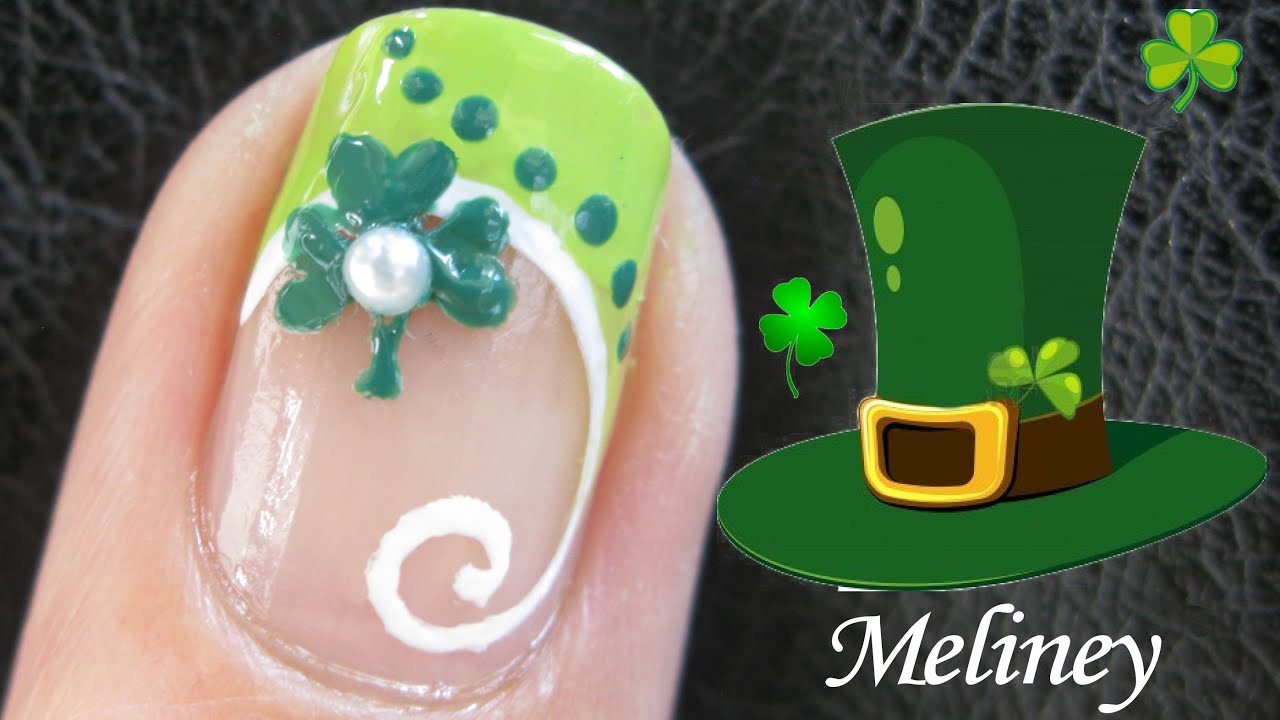 FRENCH TIP MANICURE | Clover Nail tutorial  - St. Patrick's Day Nail Art Design Easy Simple