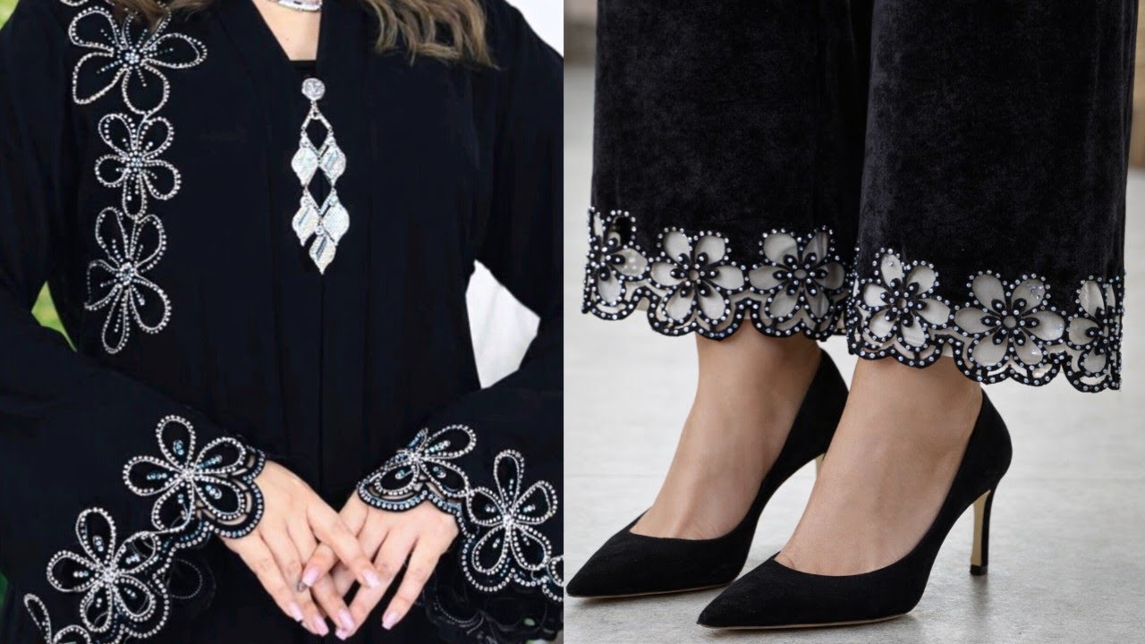 Velvet Cutwork Embroidery Trouser&Sleeve Design With Simple Sewing Machine💥Cutwork Embroidery design