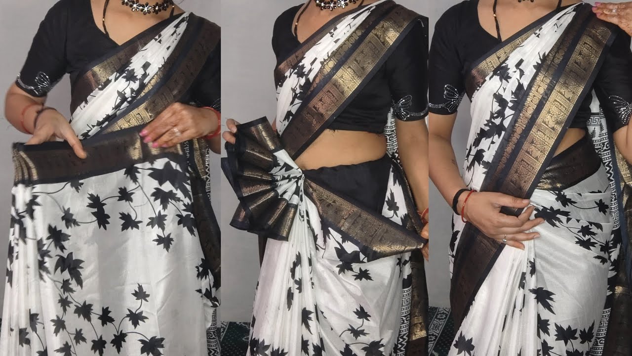 Latest cotton silk saree draping tutorial for beginners/how to perfect side pleats in easy tricks 