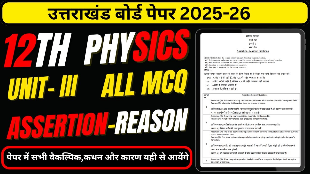 12th Physics Unit III IMP Question UK Board 2026 |12th Physics Unit 3rd IMP Question UK Board 2026