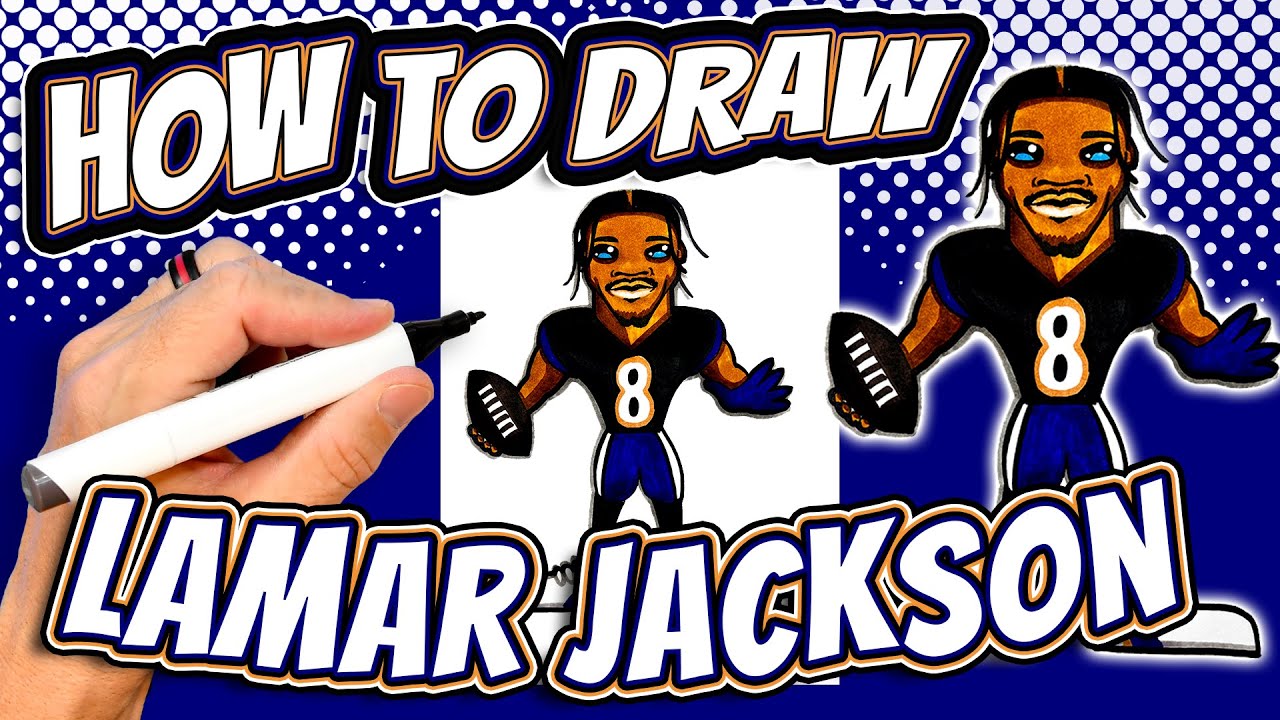 Как нарисовать Ламара Джексона из футбольной команды Baltimore Ravens NFL