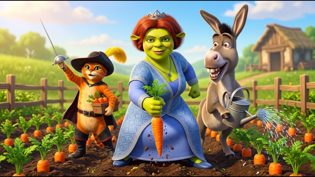 Shrek : Growing New Carrots by the Stream! Fiona, Donkey & Puss Farm Fun | Shrek and Friends Toons