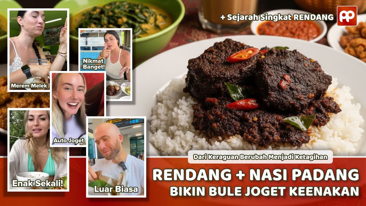 RENDANG BIKIN BULE JOGET KEENAKAN - Reaksi Bule-Bule Coba Rendang + Nasi Padang