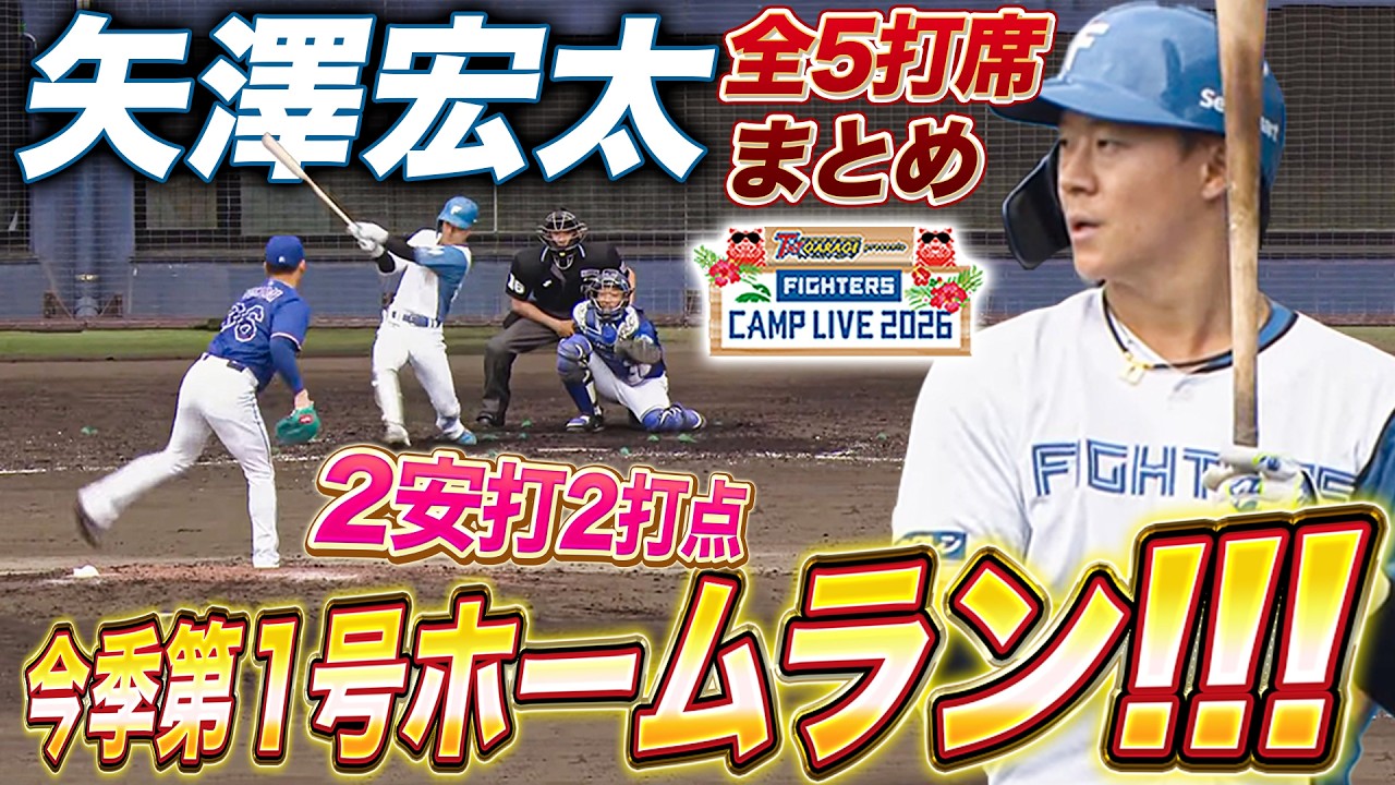 矢澤宏太が今季第1号ホームラン‼️今春大活躍継続中で今日も2打点の全打席まとめ＜2/17ファイターズ春季キャンプ2026＞