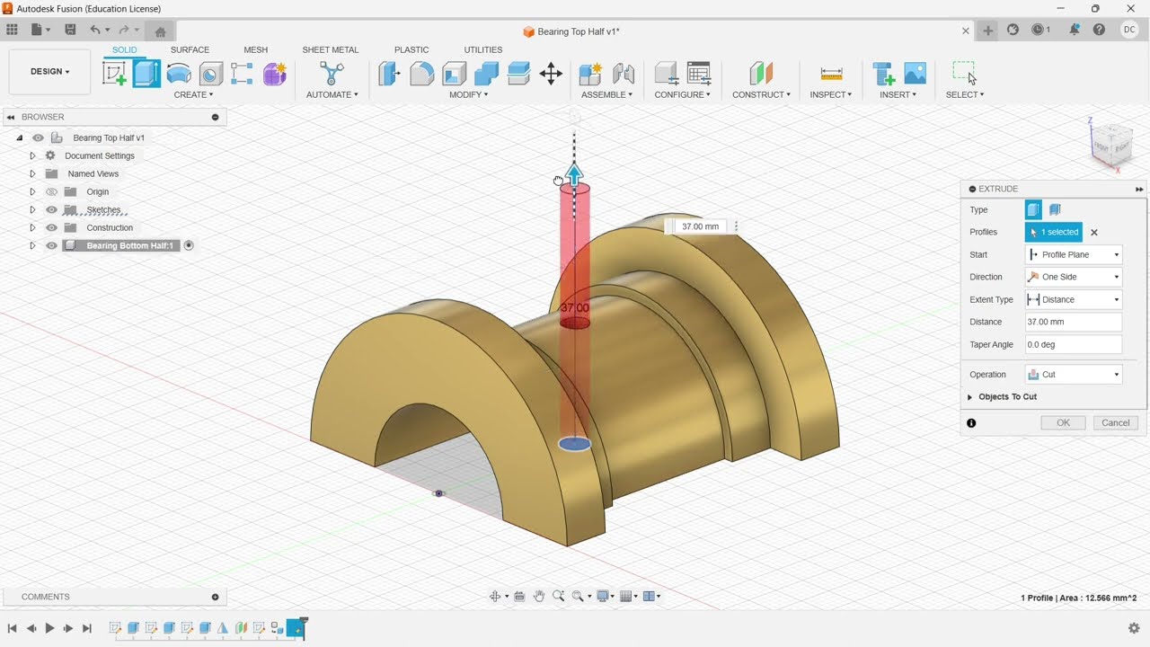 Bearing Bottom & Bearing Top Half of Plummer Block using Fusion 360